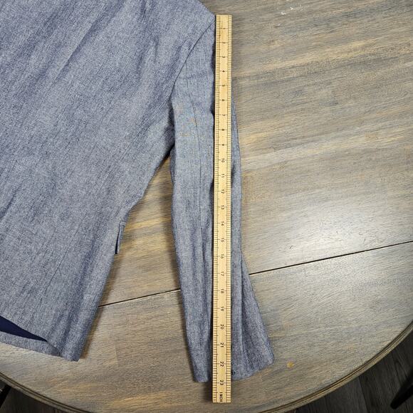 J.Crew Chambray Cotton Tailored One Button Blazer Jacket Blue Womens Size 6 - Picture 10 of 10